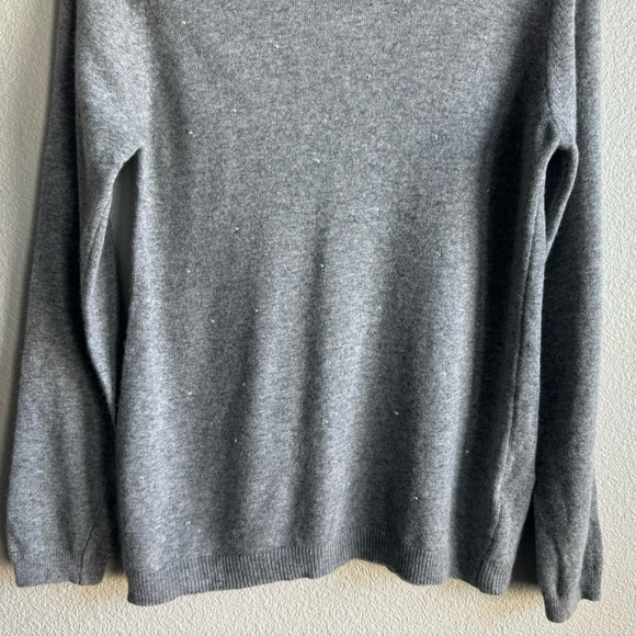 Bartolini Turtleneck Sweater Wool Cashmere Rhinestone Sparkle Holiday Gray L NWT - Picture 6 of 12